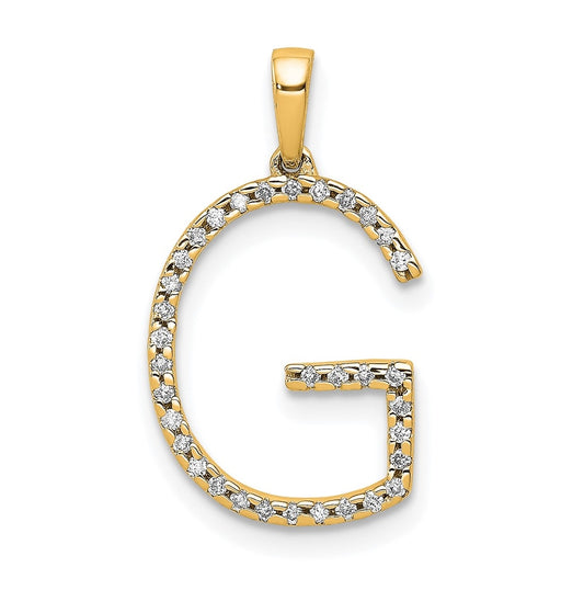 14K Yellow Gold Diamond Letter G Initial Pendants