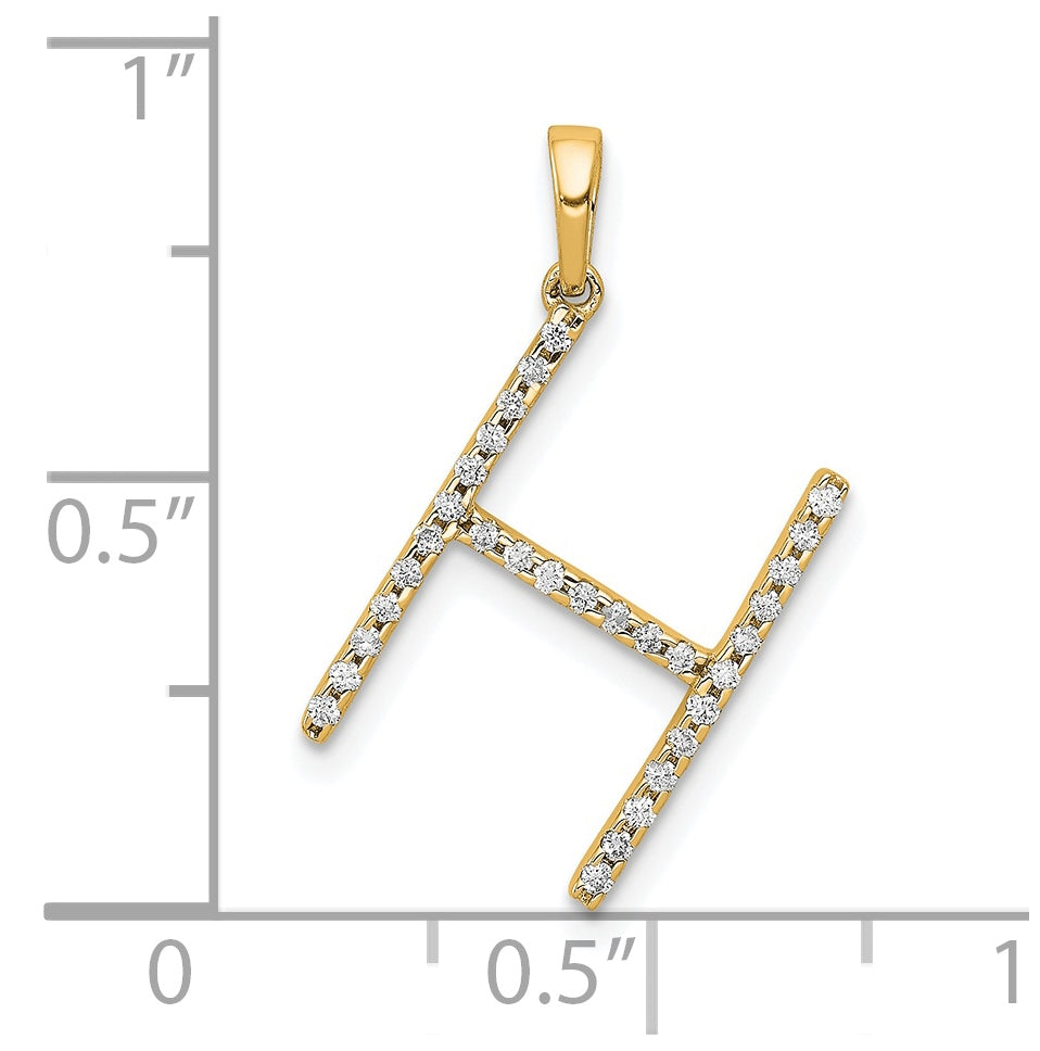 14K Yellow Gold Diamond Letter H Initial Pendants