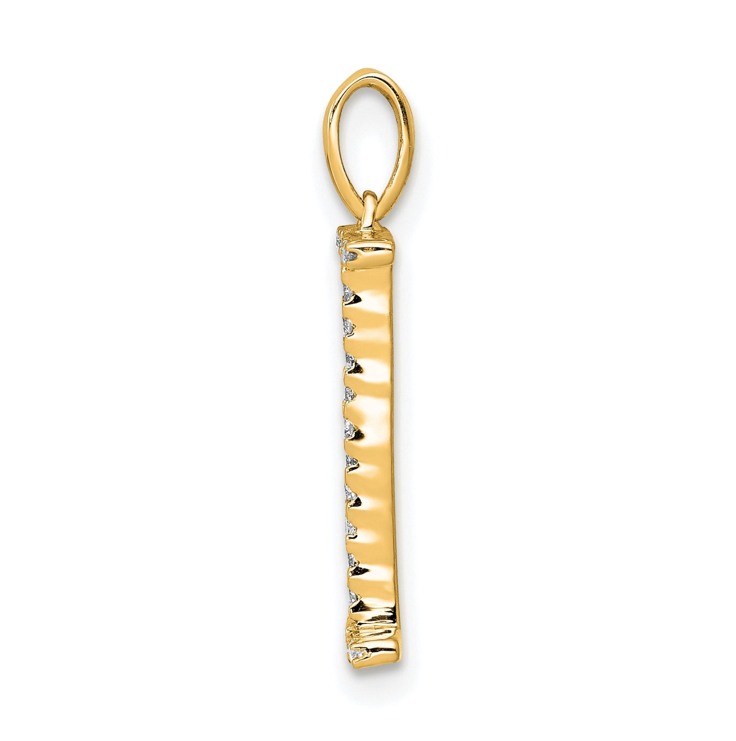 14K Yellow Gold Diamond Letter I Initial Pendants