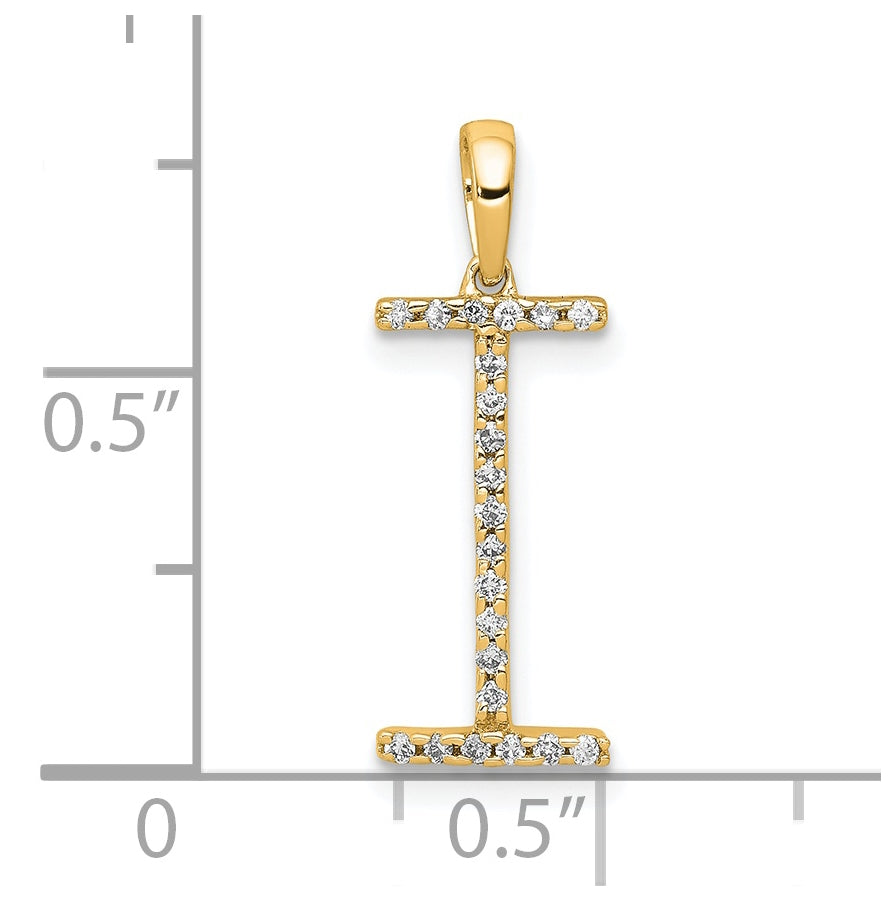 14K Yellow Gold Diamond Letter I Initial Pendants