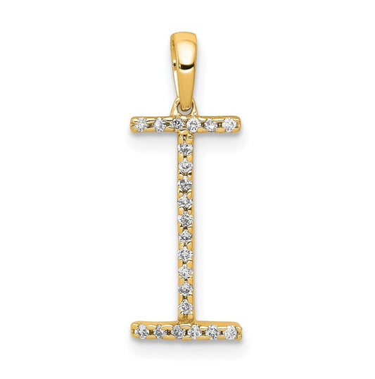 14K Yellow Gold Diamond Letter I Initial Pendants