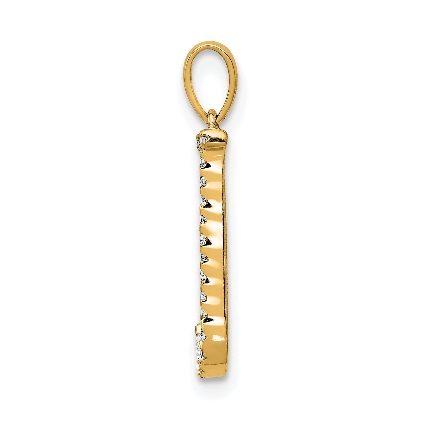 14K Yellow Gold Diamond Letter J Initial Pendants