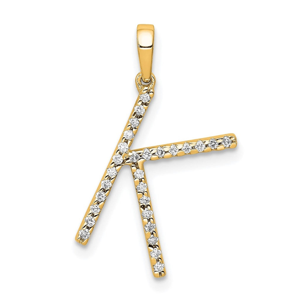 14K Yellow Gold Diamond Letter K Initial Pendants