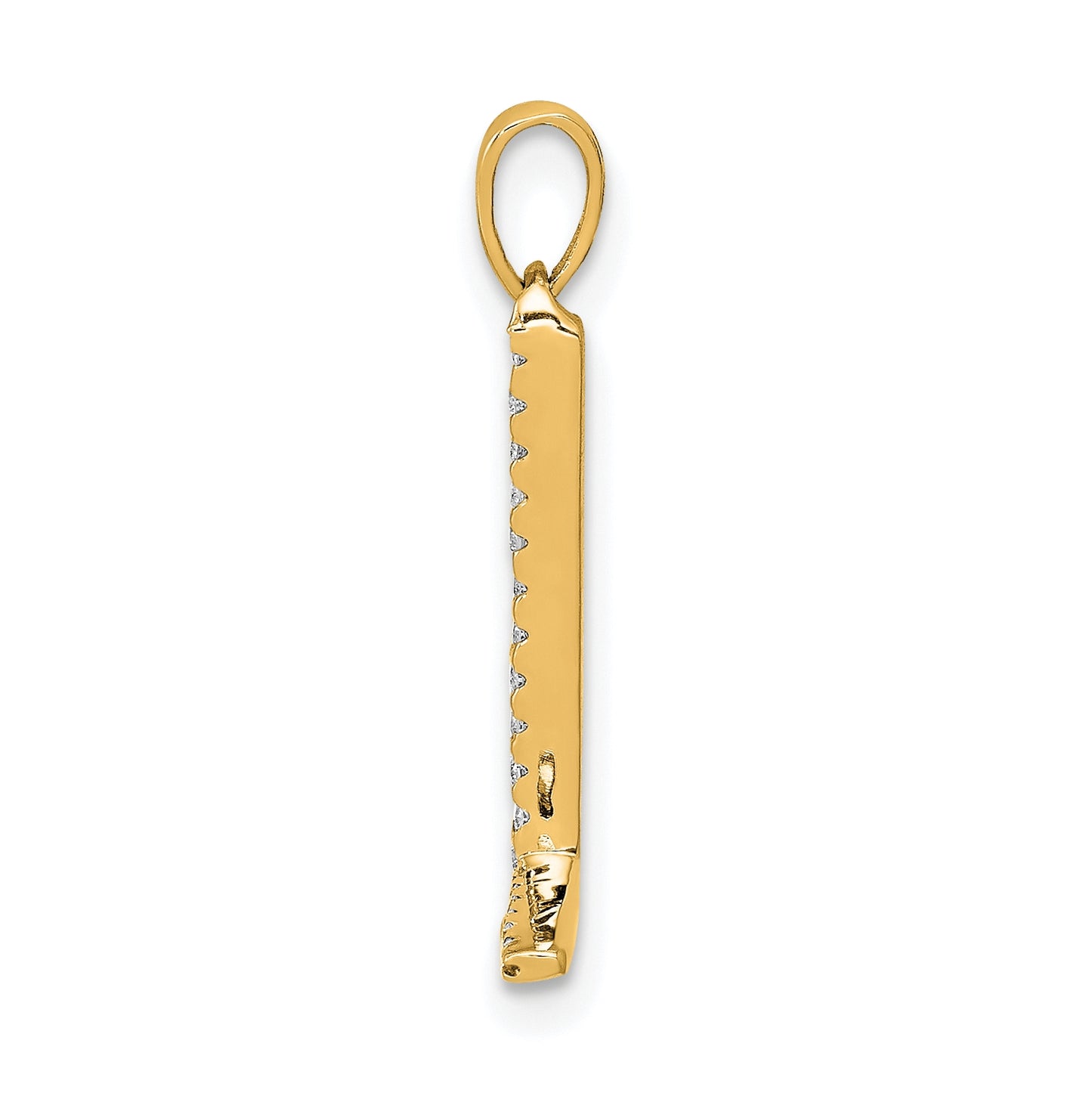 14K Yellow Gold Diamond Letter L Initial Pendants