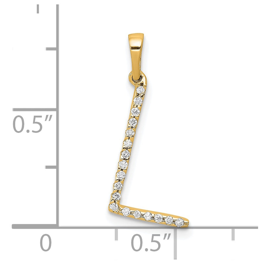 14K Yellow Gold Diamond Letter L Initial Pendants