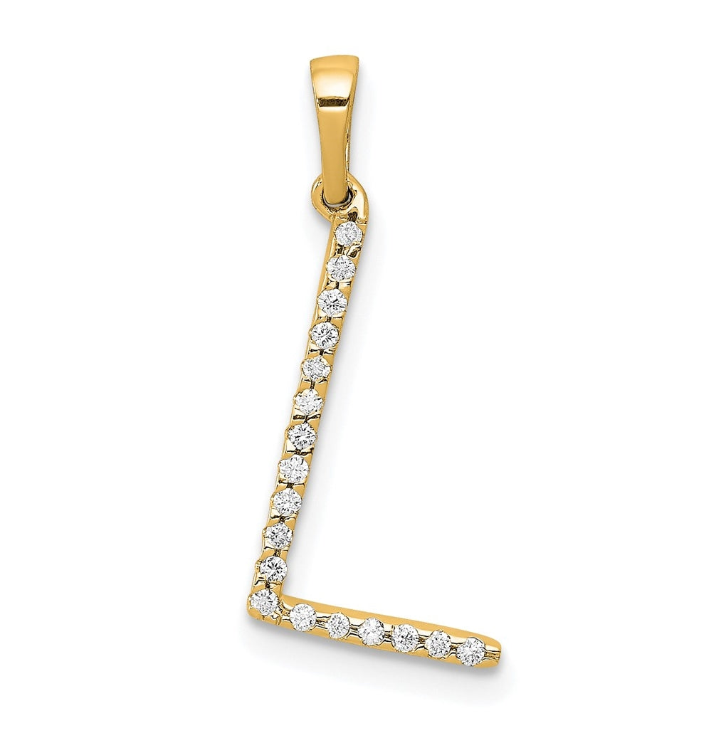 14K Yellow Gold Diamond Letter L Initial Pendants