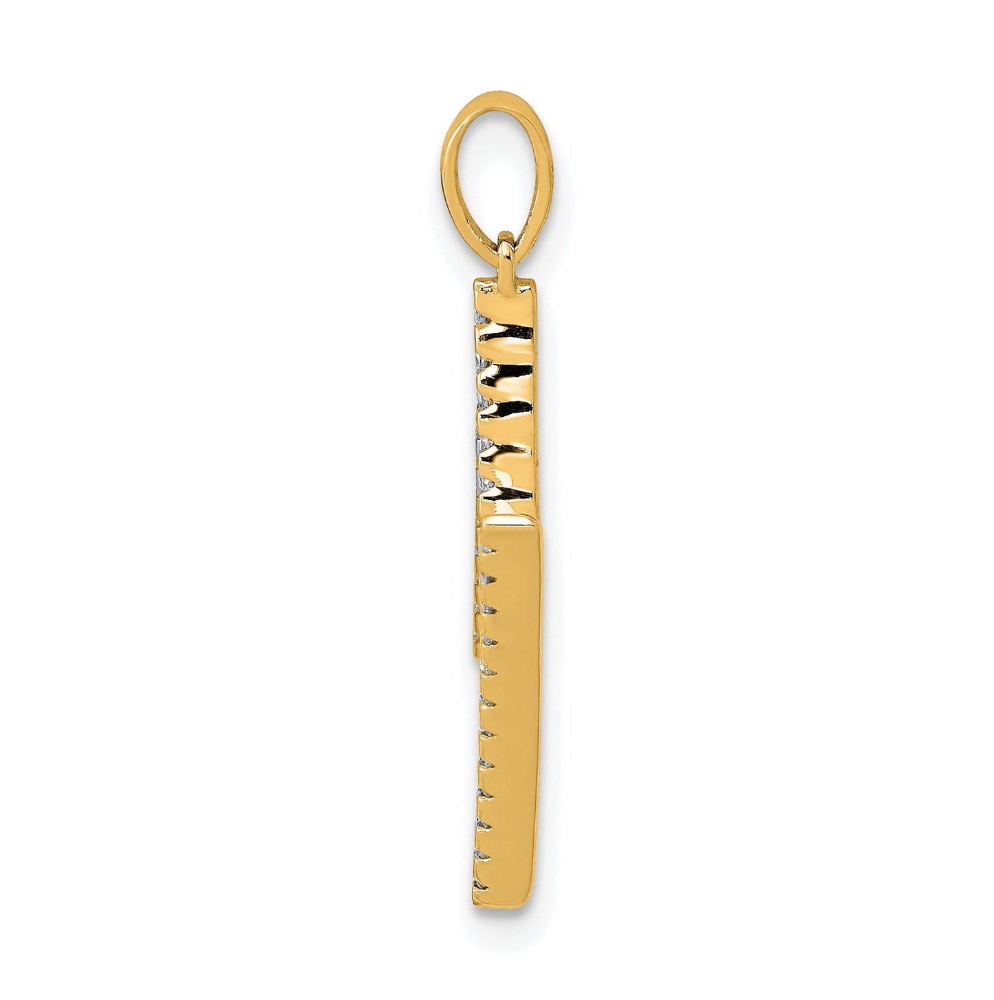 14K Yellow Gold Diamond Letter M Initial Pendants