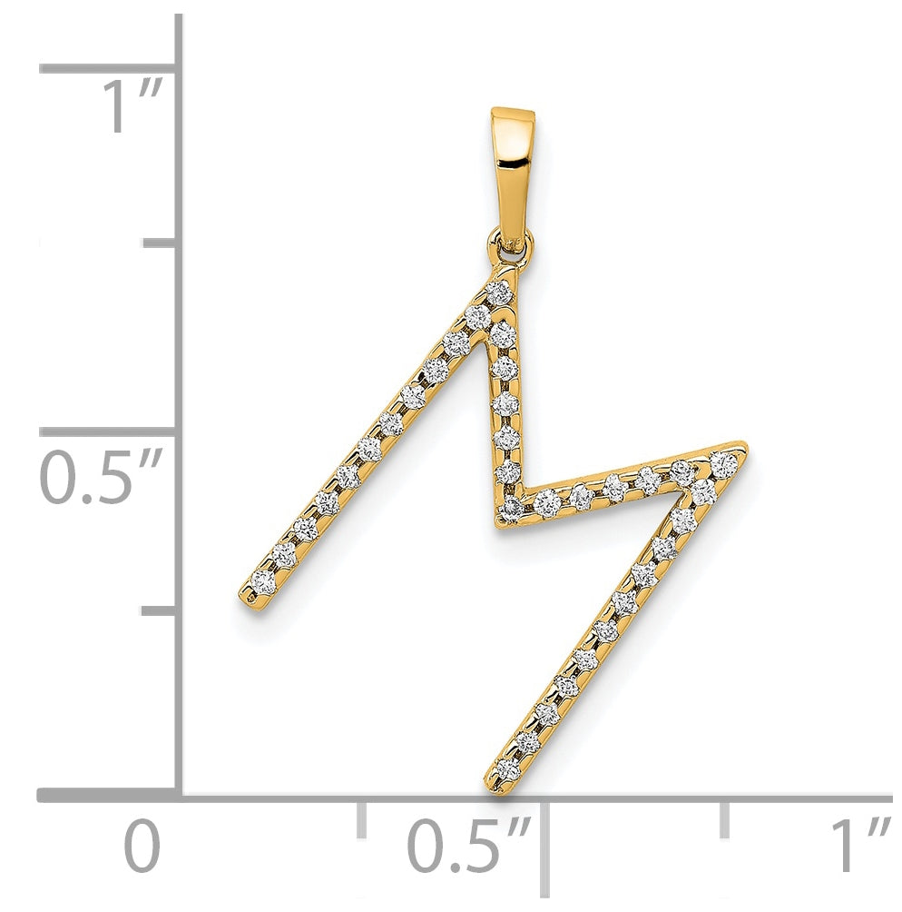 14K Yellow Gold Diamond Letter M Initial Pendants