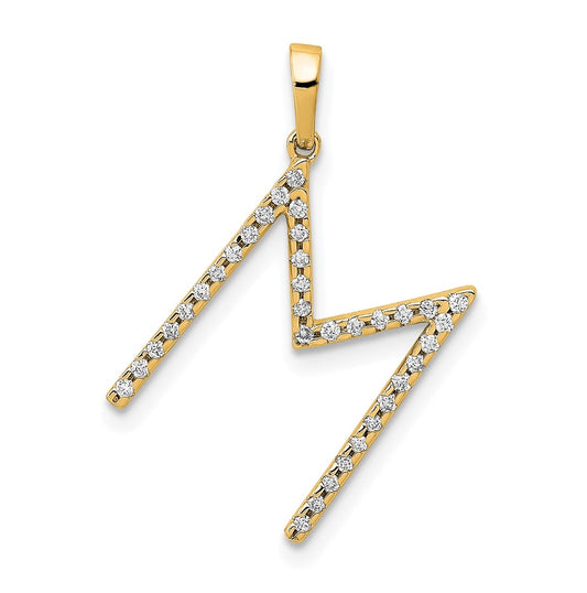 14K Yellow Gold Diamond Letter M Initial Pendants