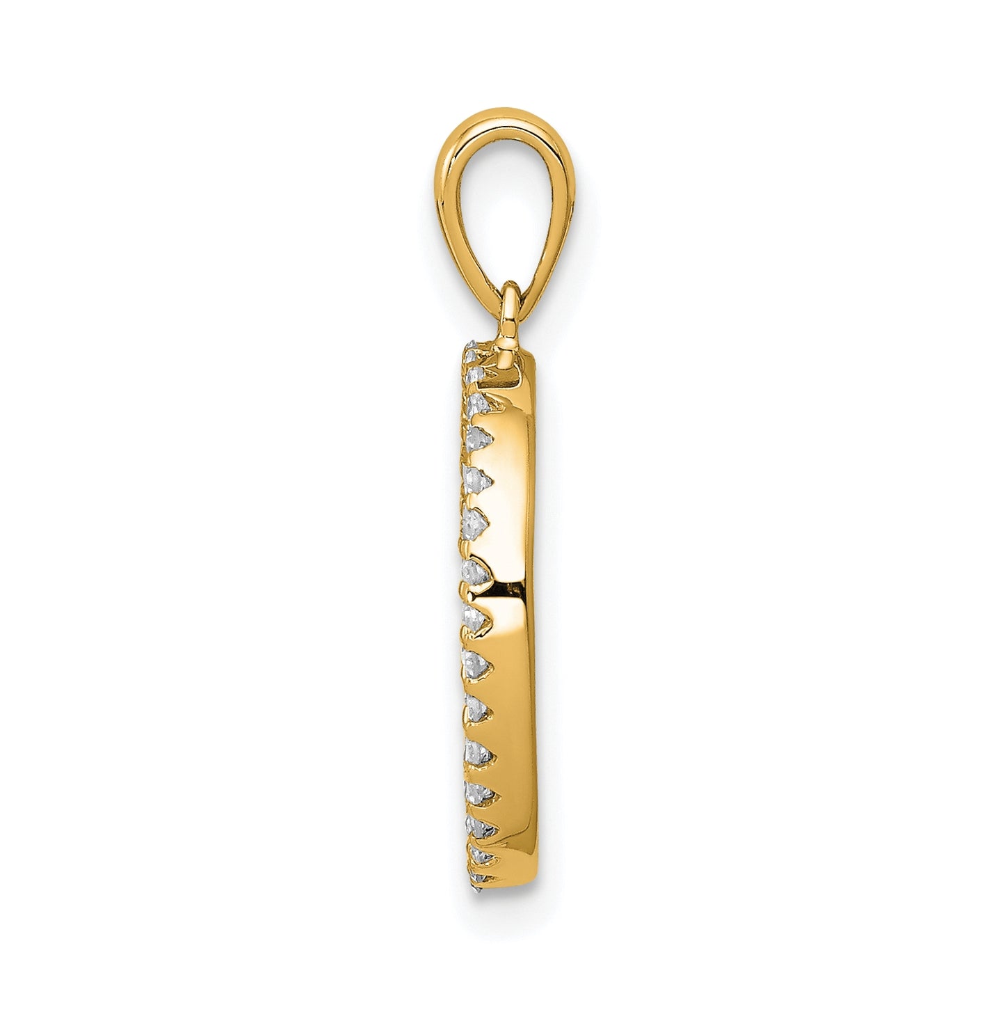 14K Yellow Gold Diamond Letter O Initial Pendants