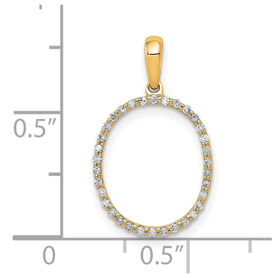 14K Yellow Gold Diamond Letter O Initial Pendants