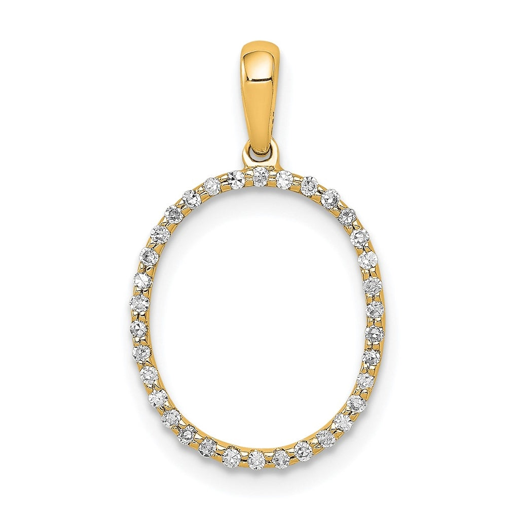 14K Yellow Gold Diamond Letter O Initial Pendants