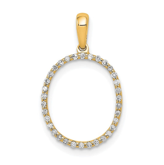 14K Yellow Gold Diamond Letter O Initial Pendants