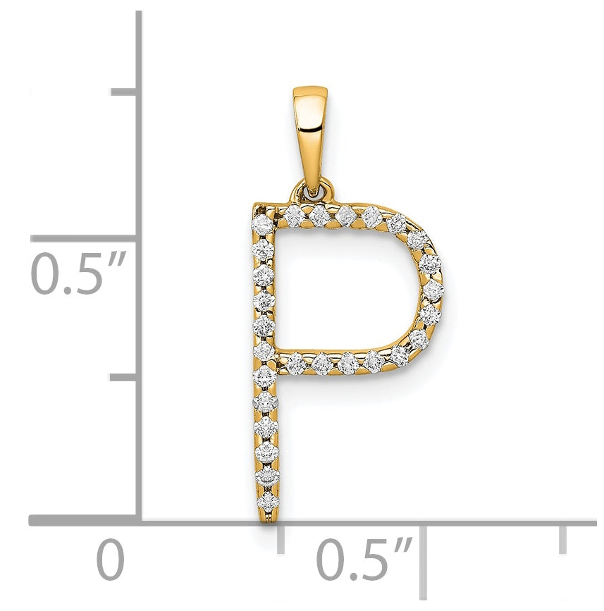 14K Yellow Gold Diamond Letter P Initial Pendants