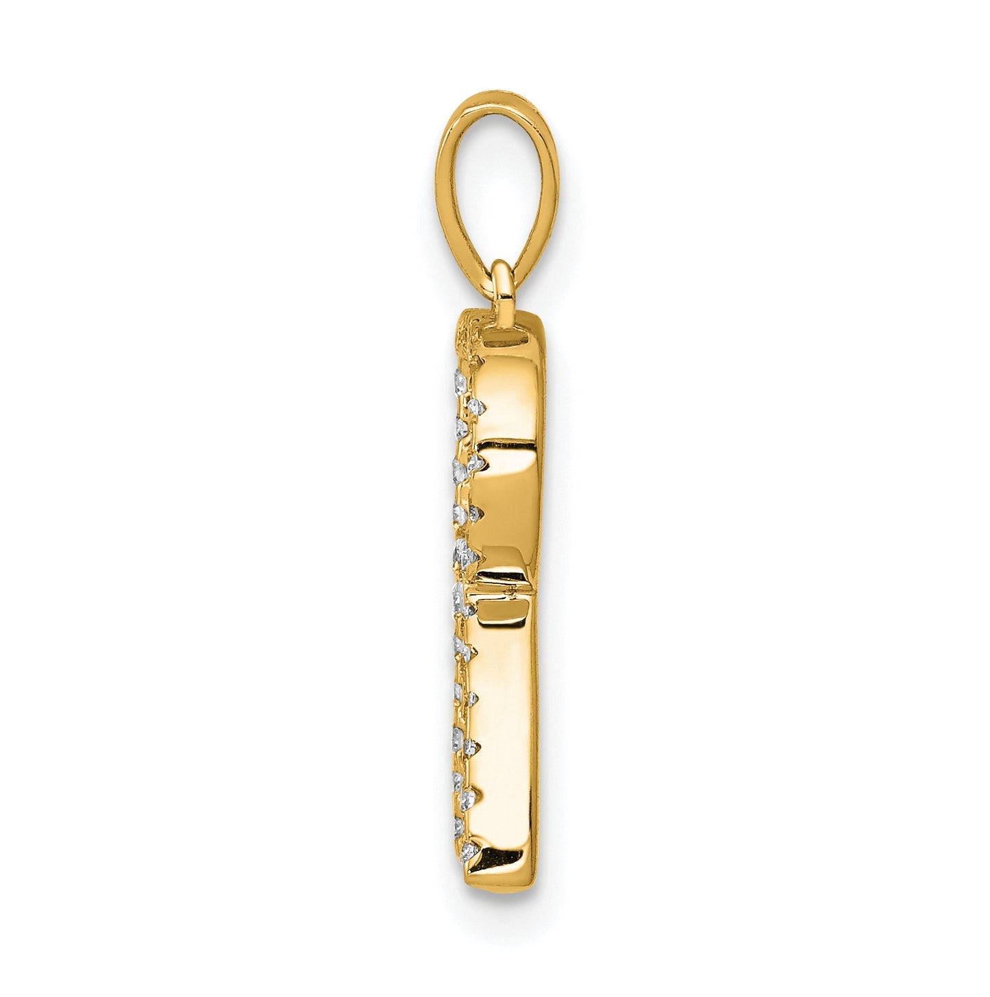 14K Yellow Gold Diamond Letter R Initial Pendants