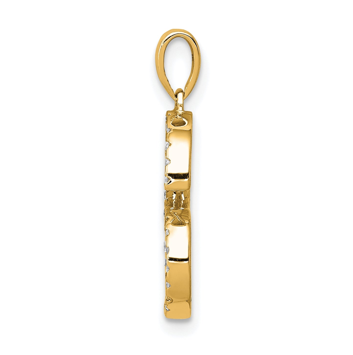 14K Yellow Gold Diamond Letter S Initial Pendants