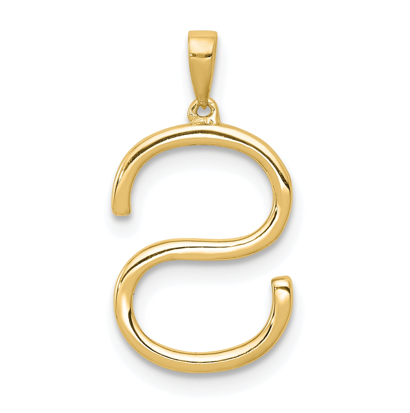 14K Yellow Gold Diamond Letter S Initial Pendants