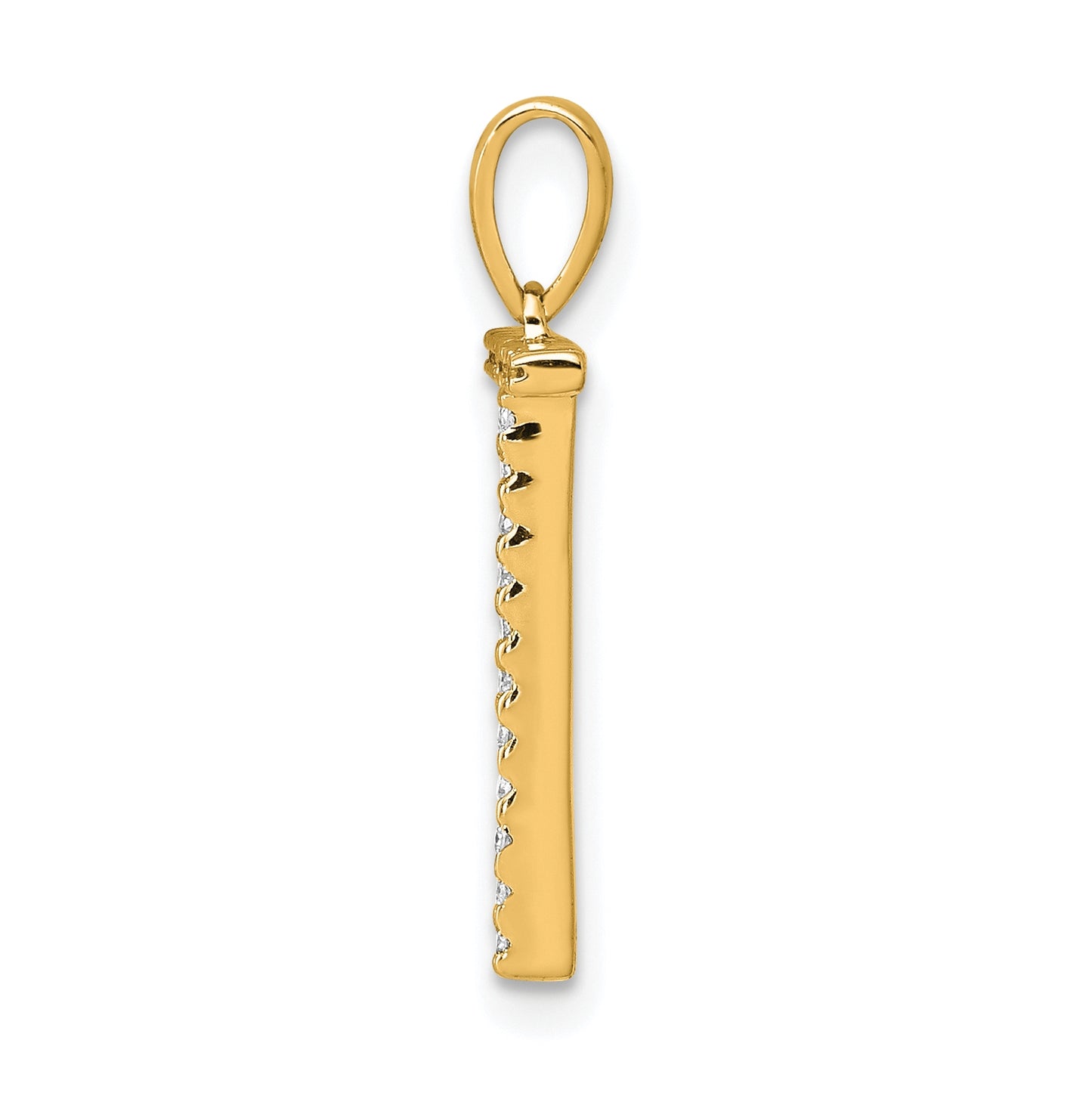 14K Yellow Gold Diamond Letter T Initial Pendants