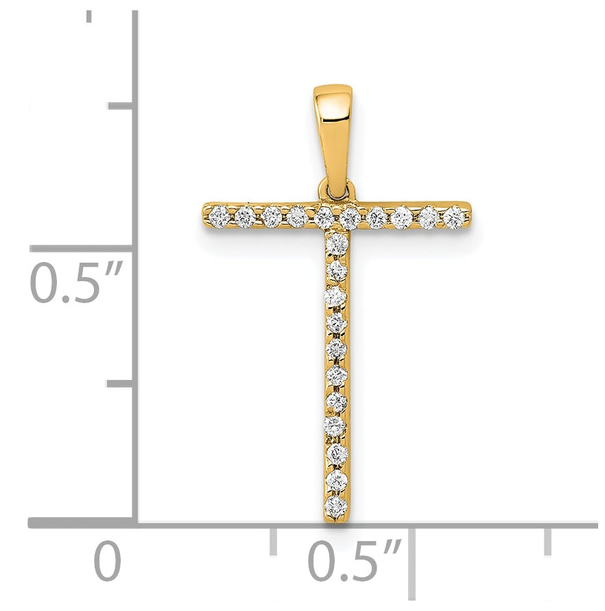14K Yellow Gold Diamond Letter T Initial Pendants