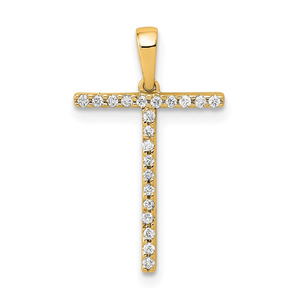 14K Yellow Gold Diamond Letter T Initial Pendants