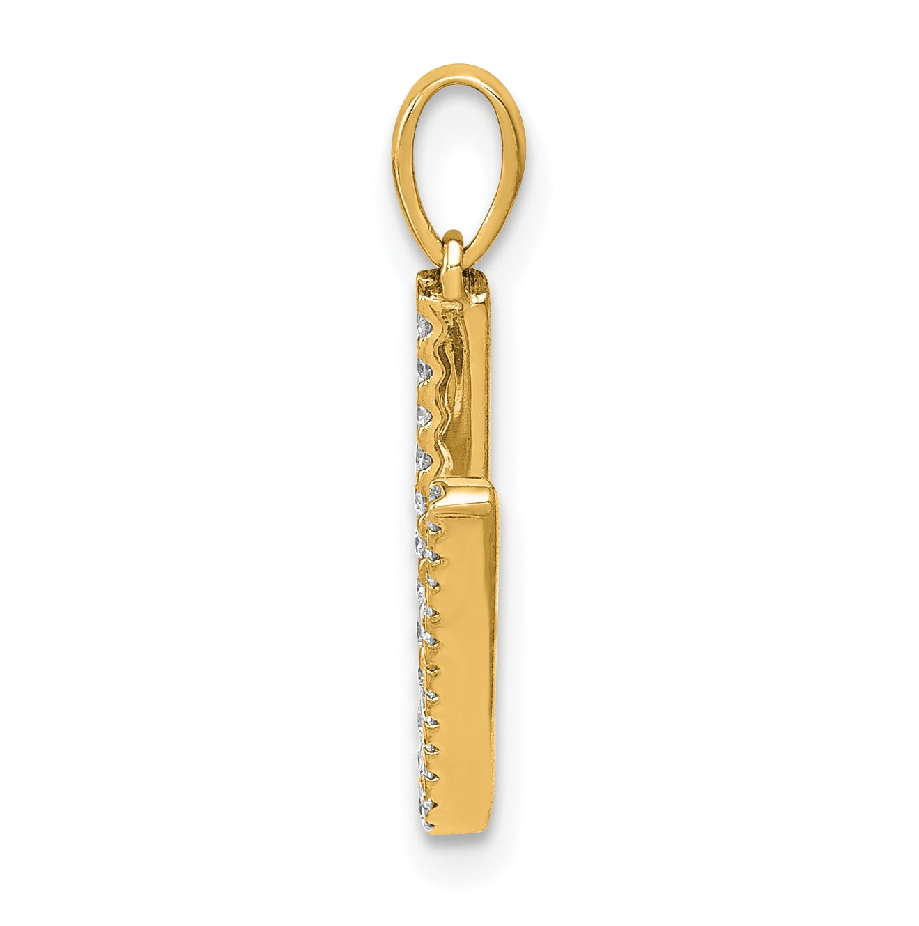 14K Yellow Gold Diamond Letter V Initial Pendants