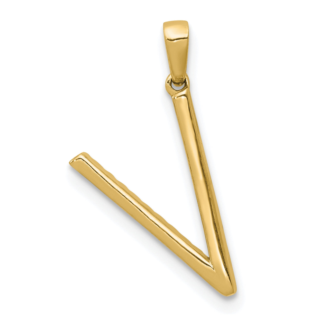 14K Yellow Gold Diamond Letter V Initial Pendants