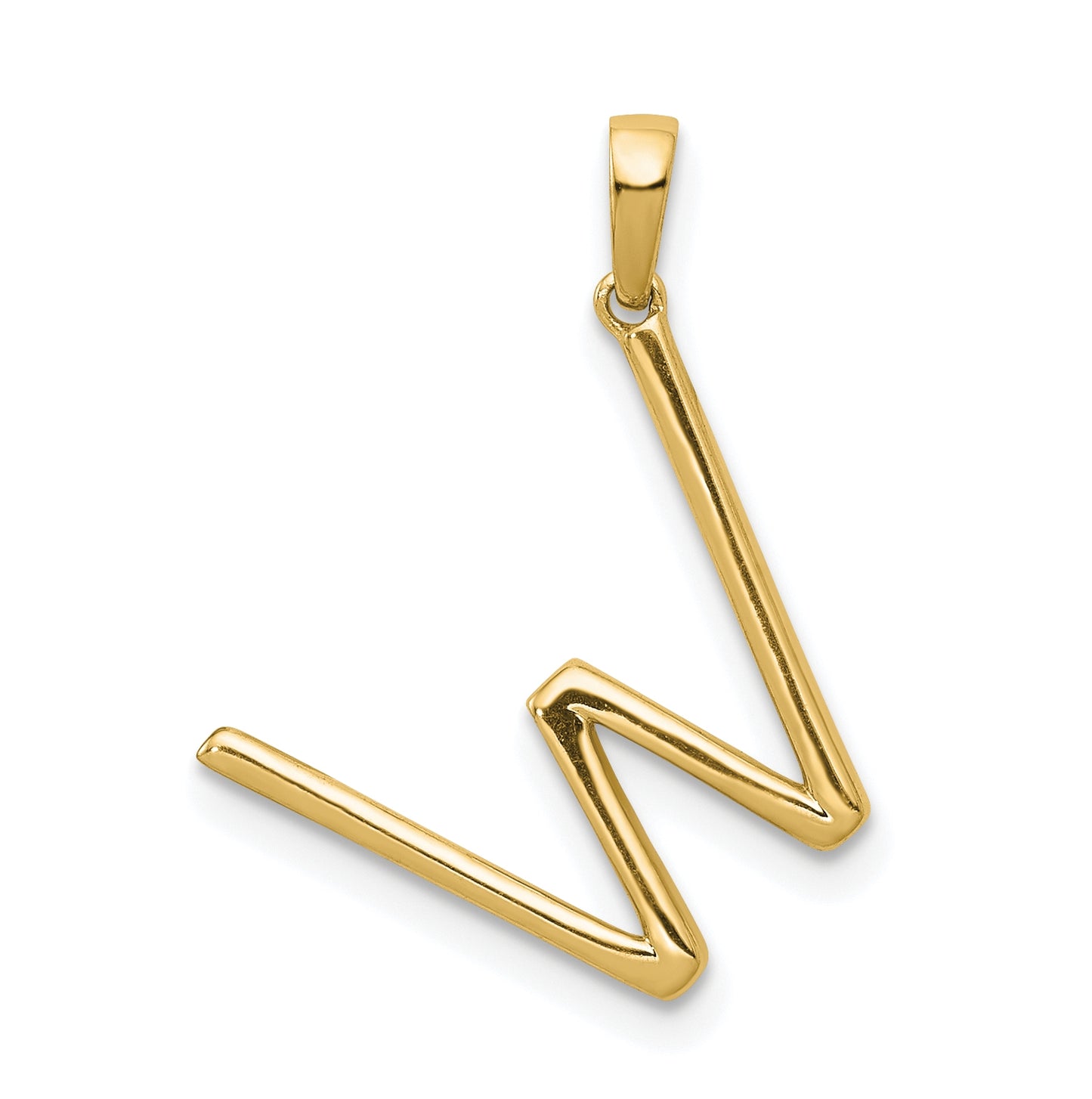 14K Yellow Gold Diamond Letter W Initial Pendants