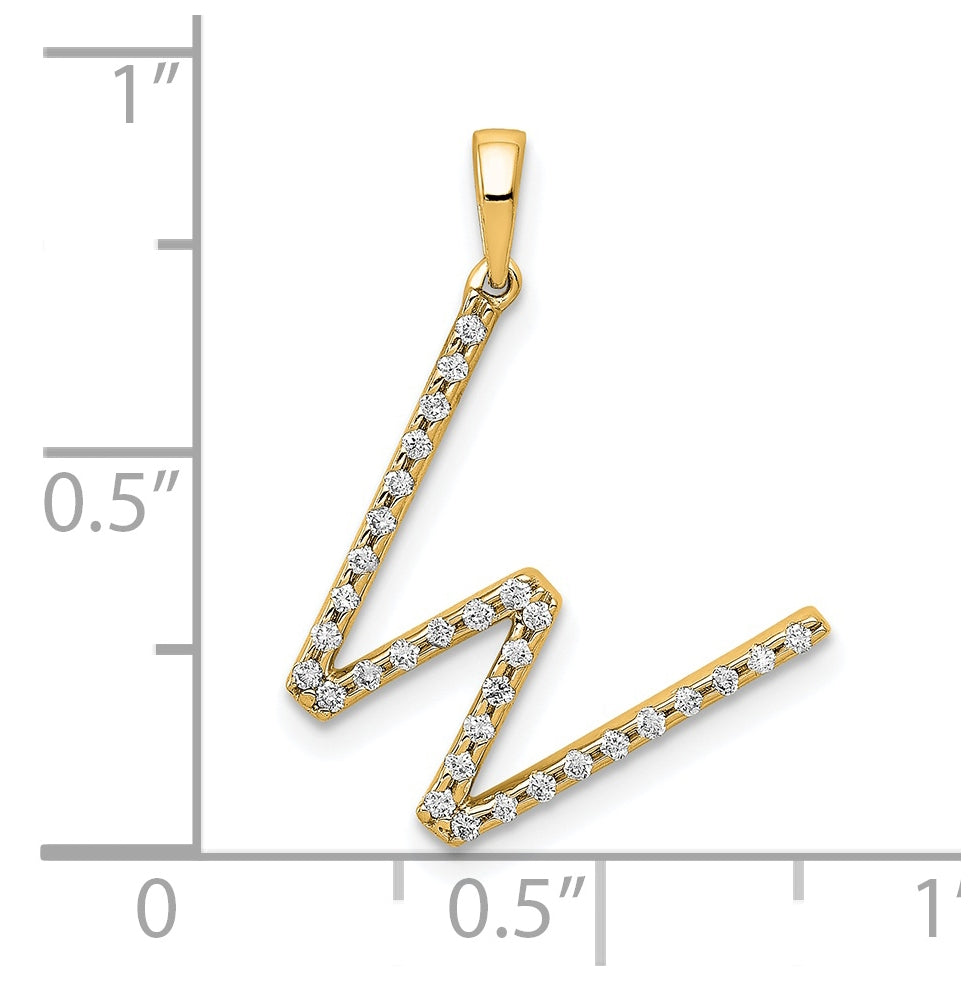14K Yellow Gold Diamond Letter W Initial Pendants