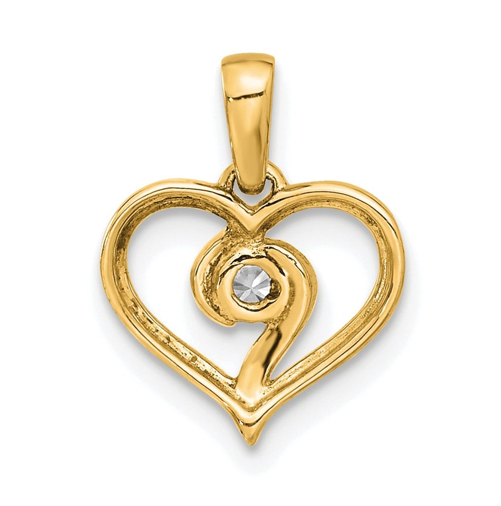 14k Yellow Gold 1/10 carat Lab Grown Diamond VS/SI+ G+ Complete Heart Pendant