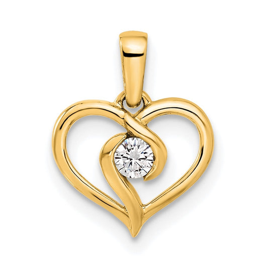 14k Yellow Gold 1/10 carat Lab Grown Diamond VS/SI+ G+ Complete Heart Pendant