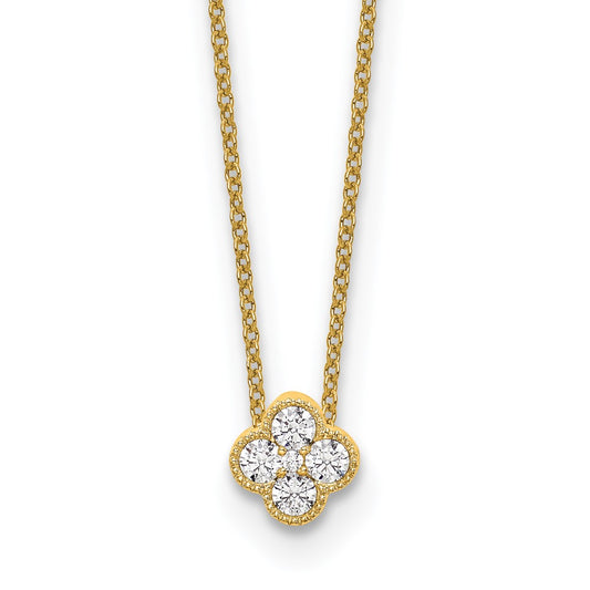 True Origin 14K Yellow Gold 1/4 carat Lab Grown Diamond VS/SI  D E F  Bloom Floral 18 inch Necklace