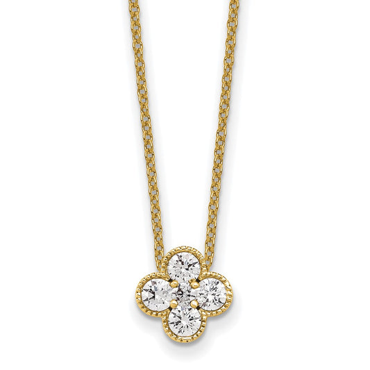 True Origin 14K Yellow Gold 1/2 carat Lab Grown Diamond VS/SI  D E F  Bloom Floral 18 inch Necklace