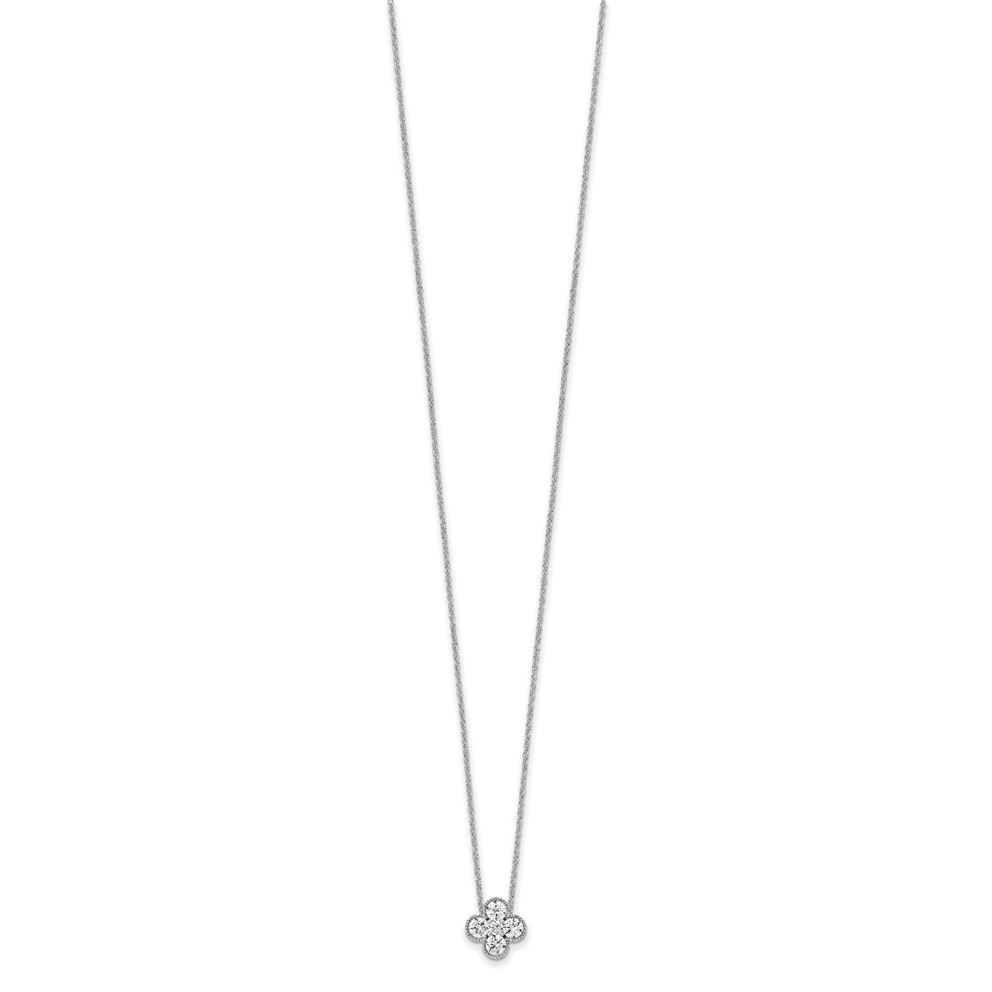 True Origin 14K White Gold 3/4 carat Lab Grown Diamond VS/SI  D E F  Bloom Floral 18 inch Necklace