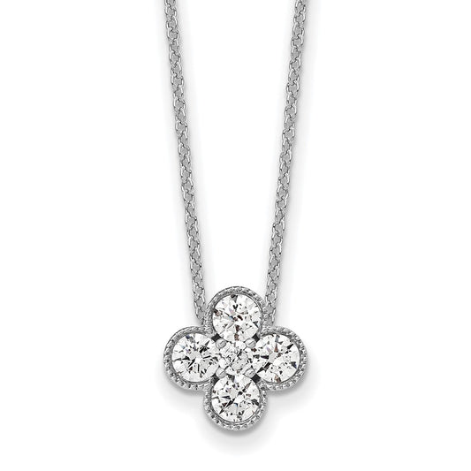 True Origin 14K White Gold 3/4 carat Lab Grown Diamond VS/SI  D E F  Bloom Floral 18 inch Necklace
