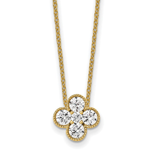 True Origin 14K Yellow Gold 3/4 carat Lab Grown Diamond VS/SI  D E F  Bloom Floral 18 inch Necklace