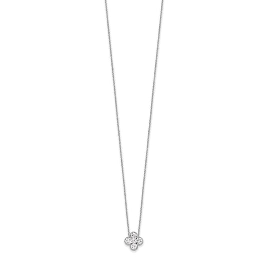 True Origin 14K White Gold 1 carat Lab Grown Diamond VS/SI  D E F  Bloom Floral 18 inch Necklace