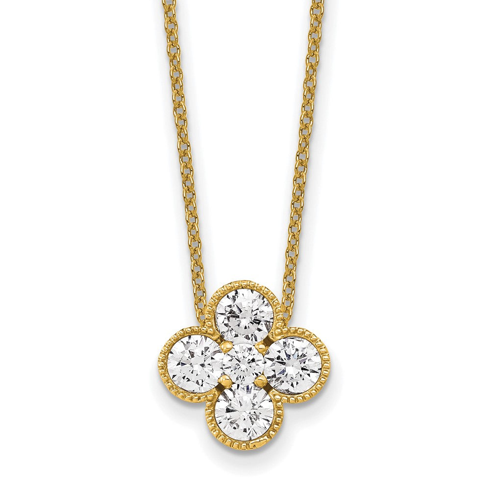 True Origin 14K Yellow Gold 1 carat Lab Grown Diamond VS/SI  D E F  Bloom Floral 18 inch Necklace
