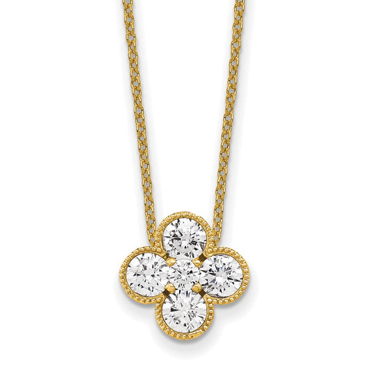 True Origin 14K Yellow Gold 1 carat Lab Grown Diamond VS/SI  D E F  Bloom Floral 18 inch Necklace