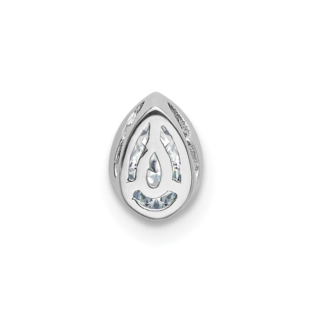 14k White Gold Pear Bezel G H I True Light Moissanite Chain Slide – Elegant Jewelry Gift for Birthday, Anniversary, Engagement, Wedding