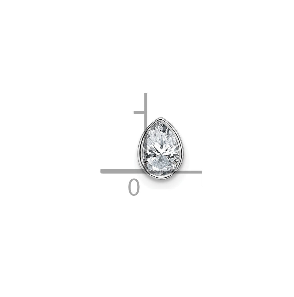 14k White Gold Pear Bezel G H I True Light Moissanite Chain Slide – Elegant Jewelry Gift for Birthday, Anniversary, Engagement, Wedding
