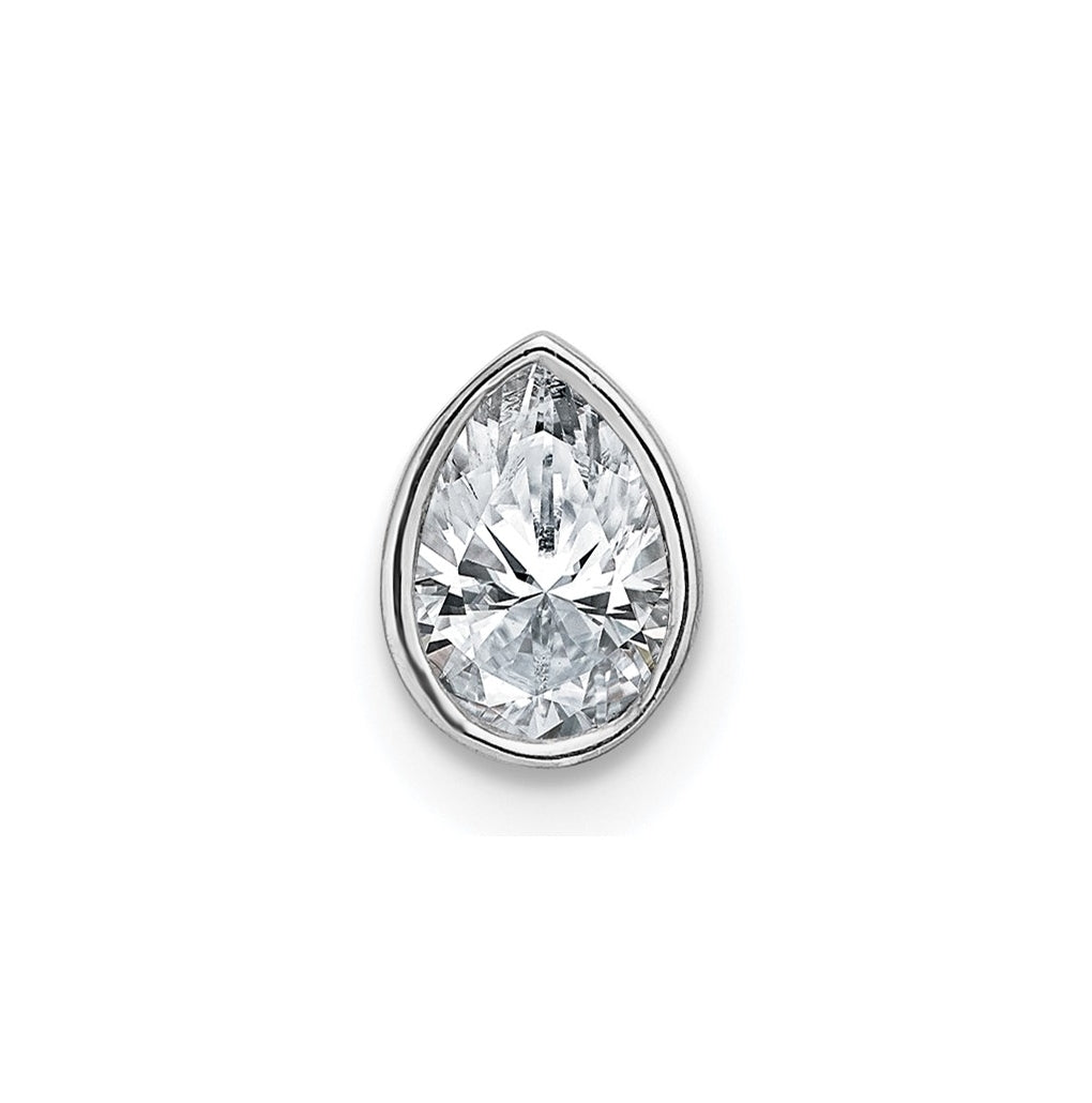 14k White Gold Pear Bezel G H I True Light Moissanite Chain Slide – Elegant Jewelry Gift for Birthday, Anniversary, Engagement, Wedding