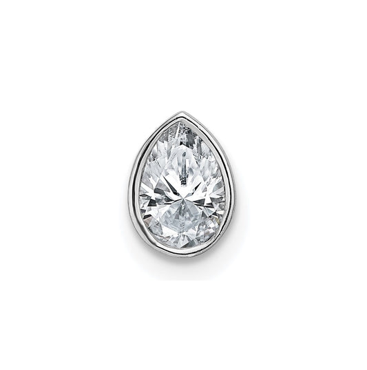 14k White Gold Pear Bezel G H I True Light Moissanite Chain Slide – Elegant Jewelry Gift for Birthday, Anniversary, Engagement, Wedding