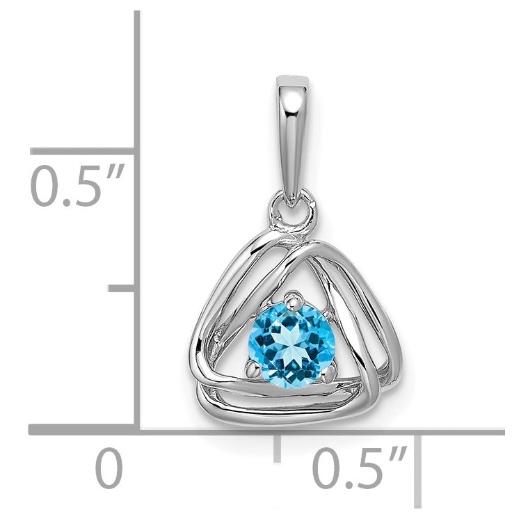 14k White Gold Blue Topaz Triangle Pendant