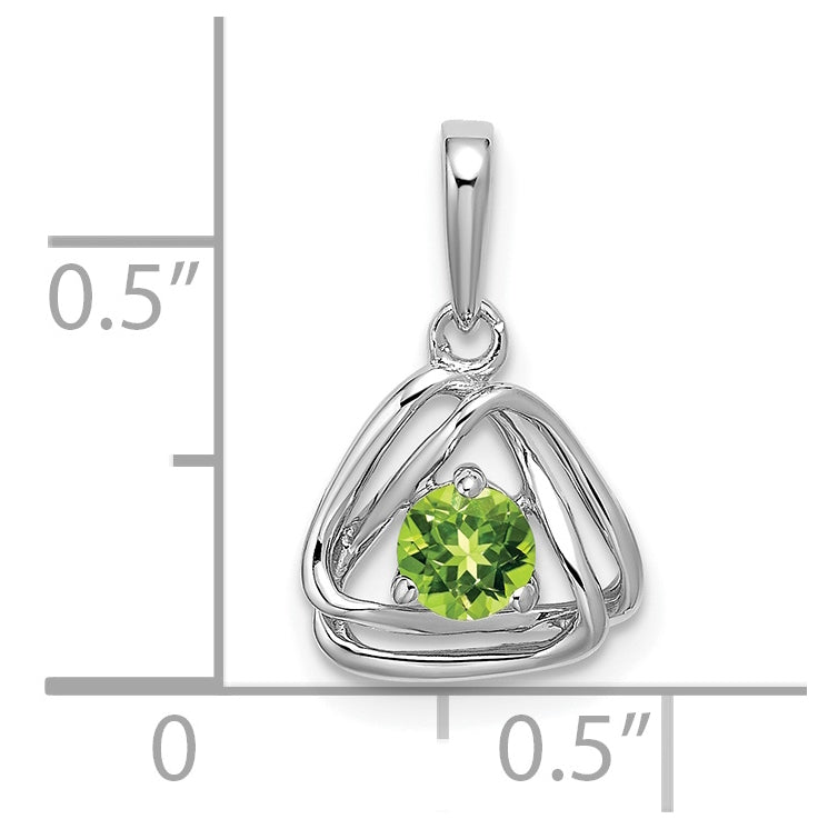 14k White Gold Peridot Triangle Pendant