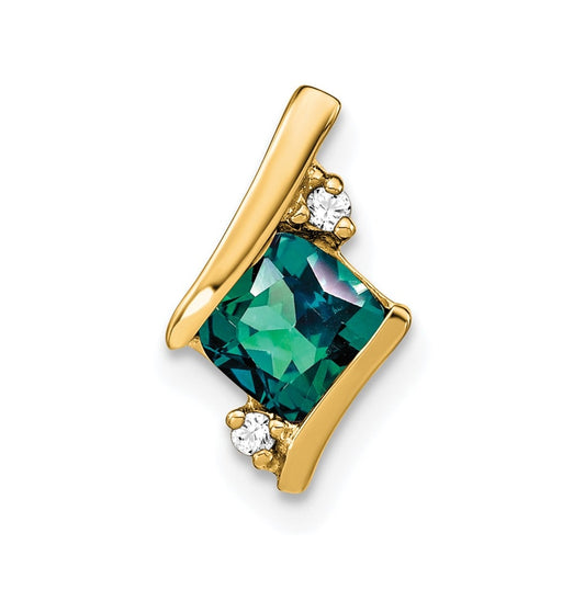 10k Yellow Gold Cushion Cr. Alexandrite and Diamond Chain Slide