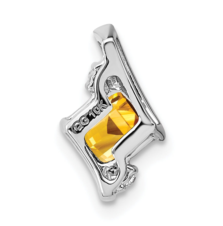 Sterling Silver Antique Cushion Citrine and Diamond Pendant