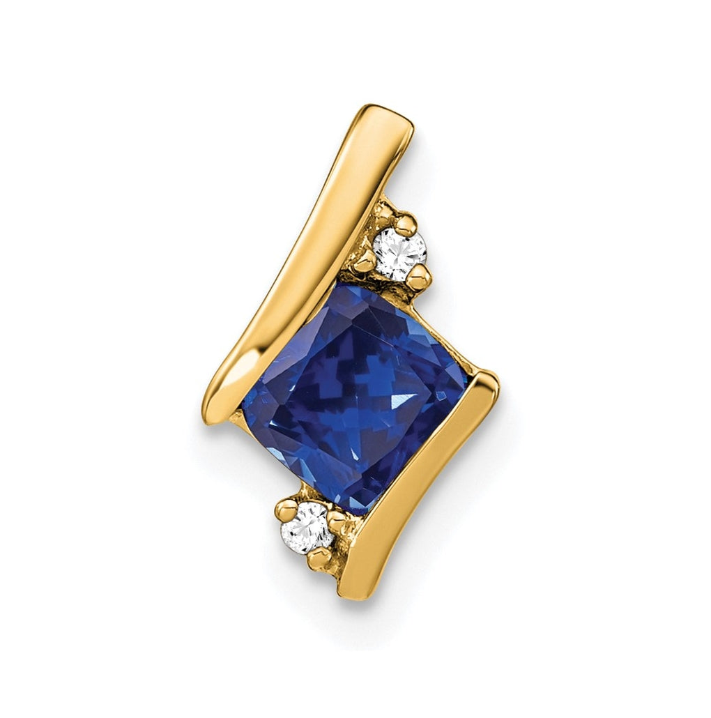 10k Yellow Gold Cushion Cr. Sapphire and Diamond Chain Slide