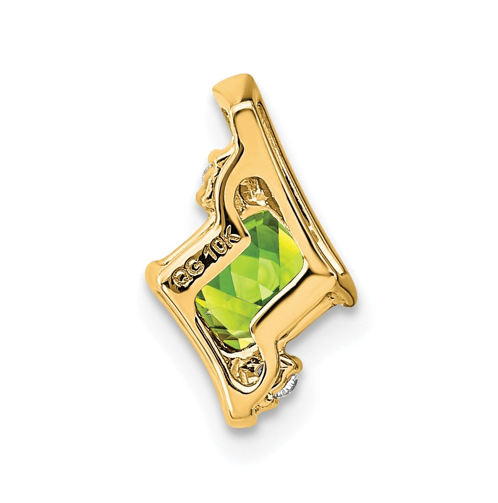 10k Yellow Gold Cushion Peridot and Diamond Chain Slide