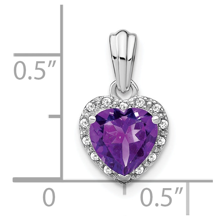 Sterling Silver Rhodium plated Amethyst and Diamond Pendants
