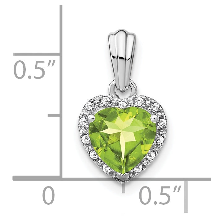 Sterling Silver Rhodium plated Peridot and Diamond Pendants